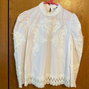 Zara white blouse with beautiful lace